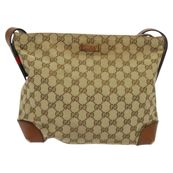 GUCCI GG Canvas Web Sherry Line Shoulder Bag Beige Red Green - Picture 2 of 16